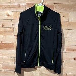 PINK black and neon yellow zip up